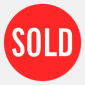 Aangepast rood verkocht ticker ronde sticker (Voorkant)