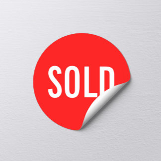 Aangepast rood verkocht ticker ronde sticker