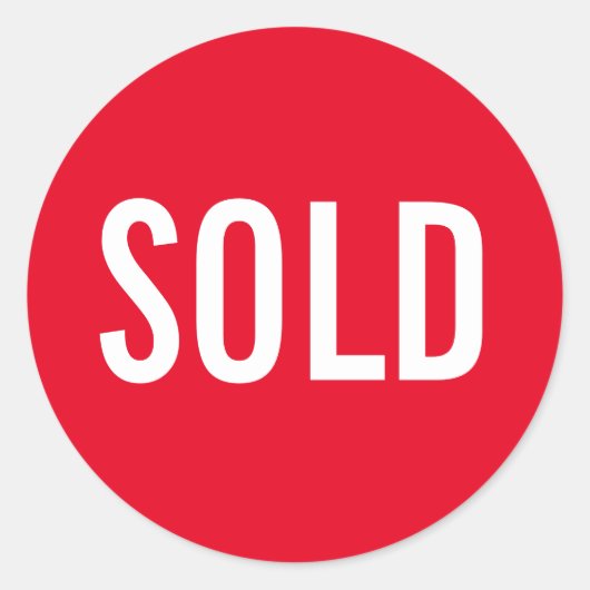 Aangepast rood verkocht ticker ronde sticker (Voorkant)