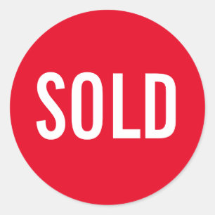 Aangepast rood verkocht ticker ronde sticker