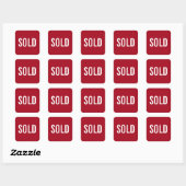Aangepast rood verkocht ticker vierkante sticker (Vel)