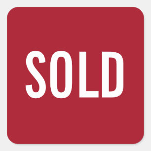 Aangepast rood verkocht ticker vierkante sticker