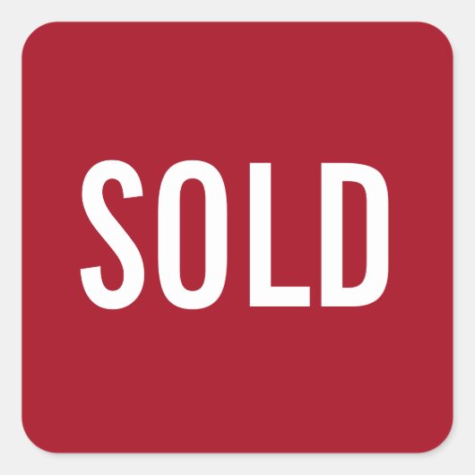Aangepast rood verkocht ticker vierkante sticker (Voorkant)