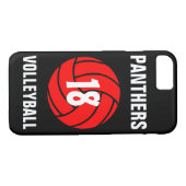 Aangepast rood volleybalnummer en teamtelefoonnumm Case-Mate iPhone case (Achterkant (Horizontaal))