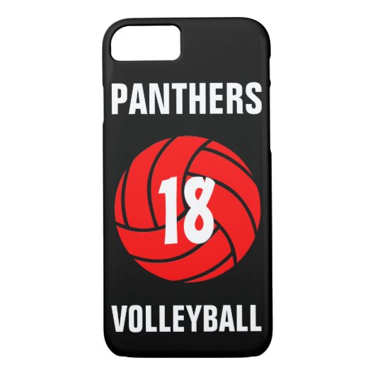 Aangepast rood volleybalnummer en teamtelefoonnumm Case-Mate iPhone case (Achterkant)