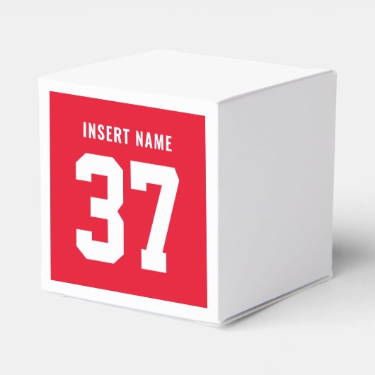 Aangepast rood voor- en achtersport bedankdoosjes (Achterkant)