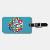 Aangepast rood Wereldbol World Flags Map, Bagagela Bagagelabel (Voorkant horizontaal)