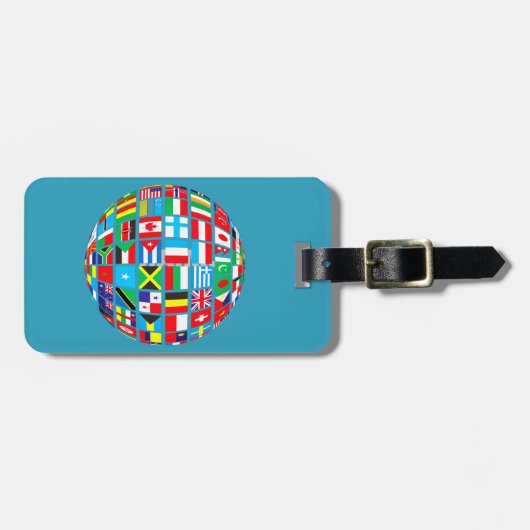 Aangepast rood Wereldbol World Flags Map, Bagagela Bagagelabel (Voorkant horizontaal)