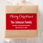 Aangepast rood wit ellegant kerstretour-adres etiket (Insitu)