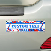 Aangepast rood wit en blauw Camouflage Bumpersticker (Op auto)