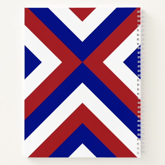 Aangepast rood, wit en blauw Chevrons Notitieboek (Achterkant)
