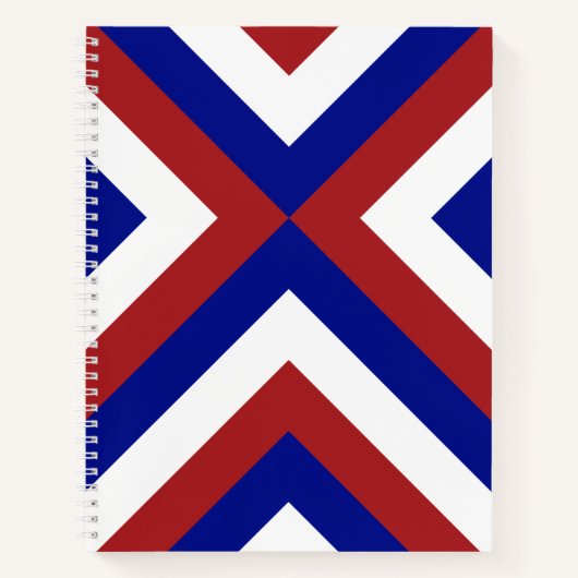 Aangepast rood, wit en blauw Chevrons Notitieboek (Voorkant)