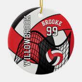 Aangepast - Rood, wit en zwart - Volleybal 🏐 💖 Keramisch Ornament (Voorkant)