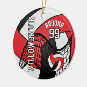 Aangepast - Rood, wit en zwart - Volleybal 🏐 💖 Keramisch Ornament (Links)