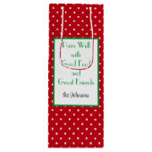 Aangepast rood & wit gestippeld Zwitsers patroon Wijn Cadeautas (Voorkant)