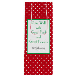 Aangepast rood & wit gestippeld Zwitsers patroon Wijn Cadeautas