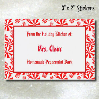 Aangepast rood wit holiday Peppermint Pattern Food Voedselcontainer Etiket