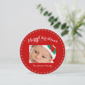 Aangepast rood wit kerstWenskaart Feestdagenkaart (Staand voorkant)