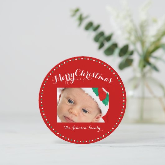 Aangepast rood wit kerstWenskaart Feestdagenkaart (Staand voorkant)