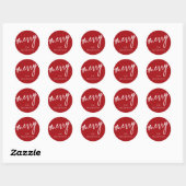 Aangepast Rood + Wit 'Prettig' Kerstmis/Feest Ronde Sticker (Vel)