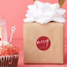 Aangepast Rood + Wit 'Prettig' Kerstmis/Feest Ronde Sticker