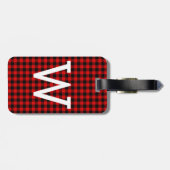 Aangepast rood zwart buffel Lumberjack Patroon Bagagelabel (Achterkant horizontaal)