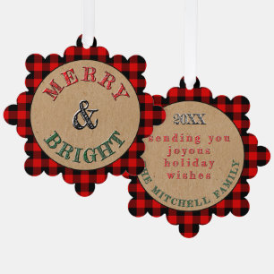 Aangepast rood zwart buffelblok met patroon ornament kaart