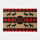 Aangepast rood zwart bufferpatroon controleren deurmat (Voorkant)