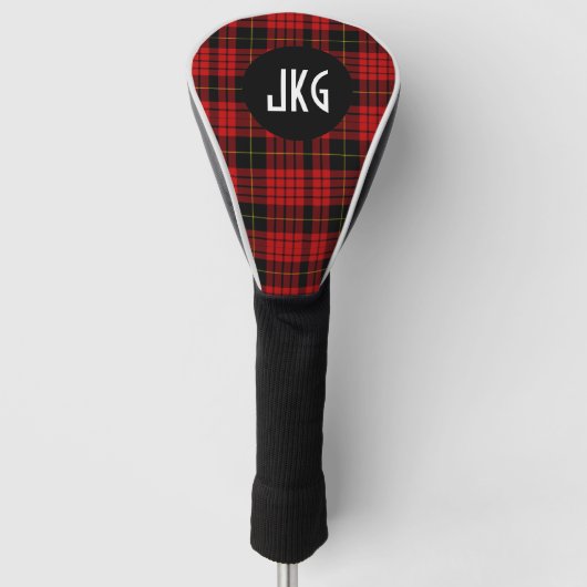 Aangepast rood, zwart en geel Tartan Golfheadcover (Voorkant)