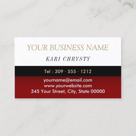 Aangepast - Rood, zwart en wit met Cinnamon Red Li Visitekaartje (Achterkant)