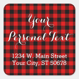 Aangepast rood zwart-landcontrole, patroon vierkante sticker