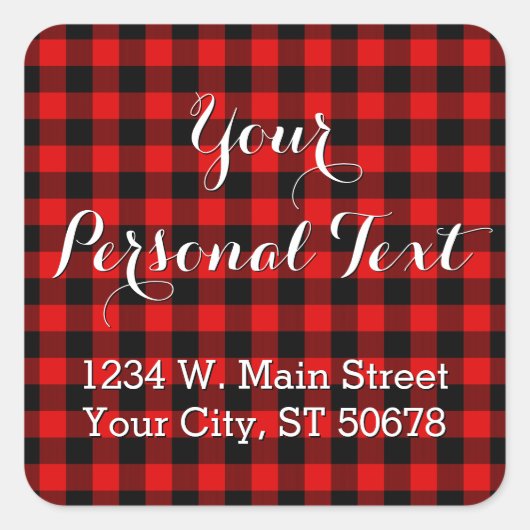 Aangepast rood zwart-landcontrole, patroon vierkante sticker (Voorkant)