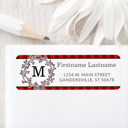 Aangepast rood zwart-landingsadres voor cheque etiket (Insitu)
