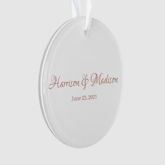 Aangepast roos Aangepaste paar Datum bruiloft Ornament (voorkant)