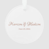 Aangepast roos Aangepaste paar Datum bruiloft Ornament (achterkant)