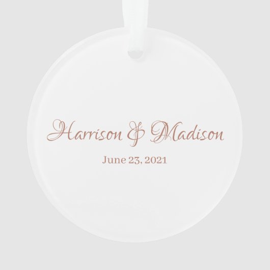 Aangepast roos Aangepaste paar Datum bruiloft Ornament (achterkant)