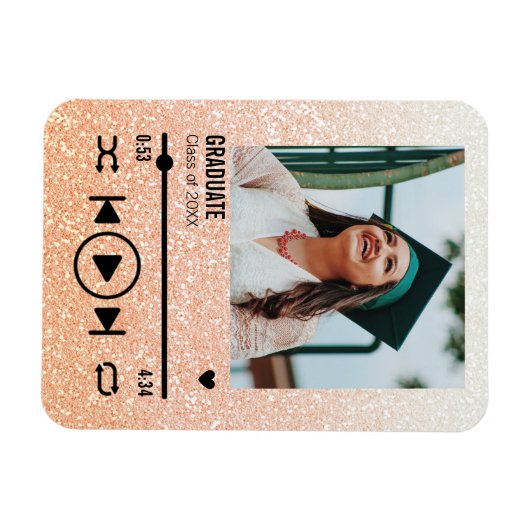 Aangepast Roos Gold Afstuderen Fotolijst Magneet (Horizontaal)