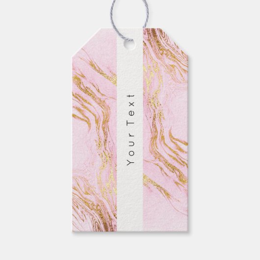 Aangepast Roos Gold Blush Roze Marble White Name Cadeaulabel (Voorkant)