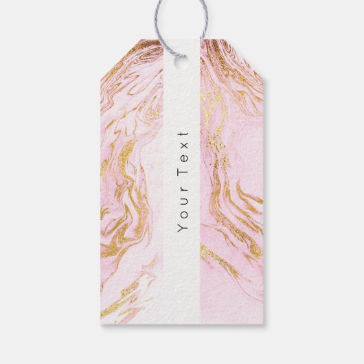 Aangepast Roos Gold Blush Roze Marble White Name Cadeaulabel (Achterkant)