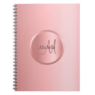 Aangepast Roos Gold Elegant Monogram Modern Notitieboek