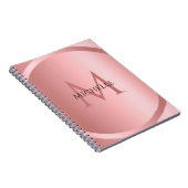 Aangepast Roos Gold Elegant Monogram Modern Notitieboek (Rechterzijde)