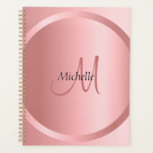 Aangepast Roos Gold Elegant Monogram Modern Planner (Voorkant)