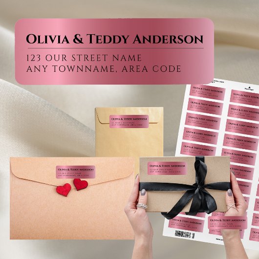 Aangepast ROOS GOLD Foil look Elegant Event Addres Etiket