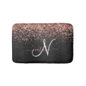 Aangepast Roos Gold Glitter Black Sparkle Monogram Badmat (Voorkant)