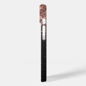 Aangepast Roos Gold Glitter Black Sparkle Monogram Case-Mate iPhone Case (Achterkant / Links)