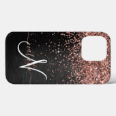 Aangepast Roos Gold Glitter Black Sparkle Monogram Case-Mate iPhone Case (Achterkant (horizontaal))