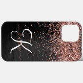 Aangepast Roos Gold Glitter Black Sparkle Monogram Case-Mate iPhone Case (Achterkant (horizontaal))