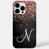 Aangepast Roos Gold Glitter Black Sparkle Monogram Case-Mate iPhone Case (Achterkant)