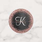Aangepast Roos Gold Glitter Black Sparkle Monogram Confetti (Kleine voorkant)