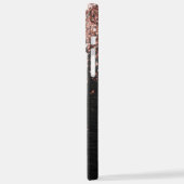 Aangepast Roos Gold Glitter Black Sparkle Monogram iPhone Hoesje (Linkerkant)